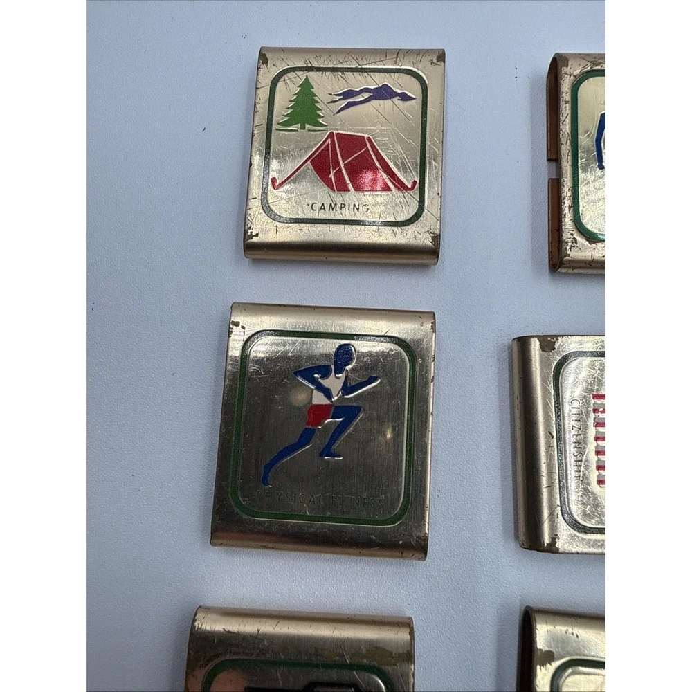 Boy Scouts BSA Cub Scout Belt Merit Badges Adventure Loop Slides Lot 8 Vintage‎